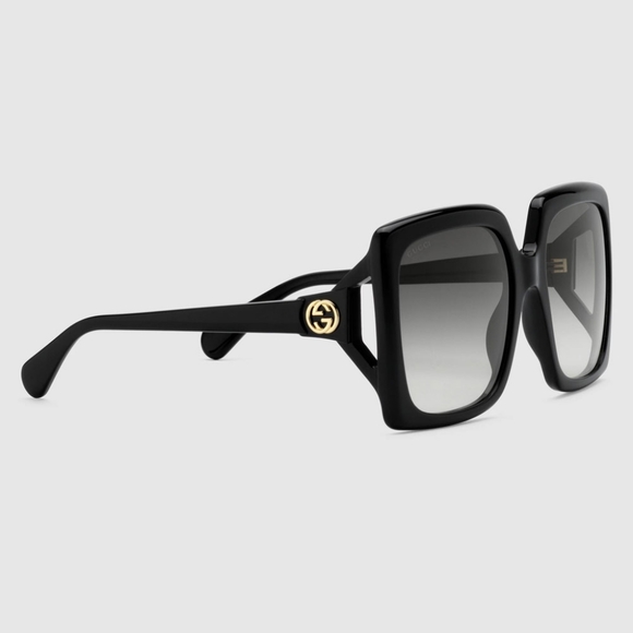 NEW GUCCI OVERSIZED SQUARE WOMEN'S SUNGLASSES GG0876S 001 GUCCI BLACK EYEWEAR - Picture 2 of 8